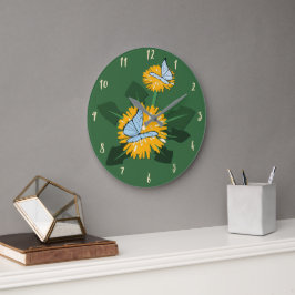 Fjäril som pollinerar gul maskros vildblomma stor klocka