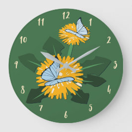 Fjäril som pollinerar gul maskros vildblomma stor klocka