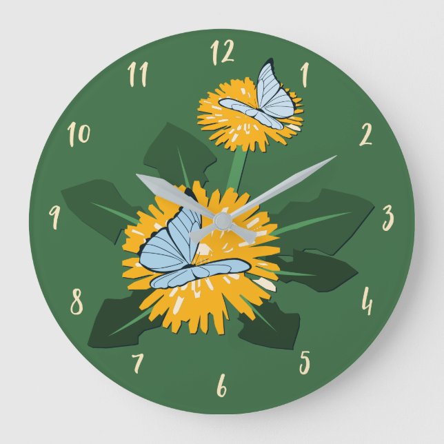 Fjäril som pollinerar gul maskros vildblomma stor klocka (Framsida)