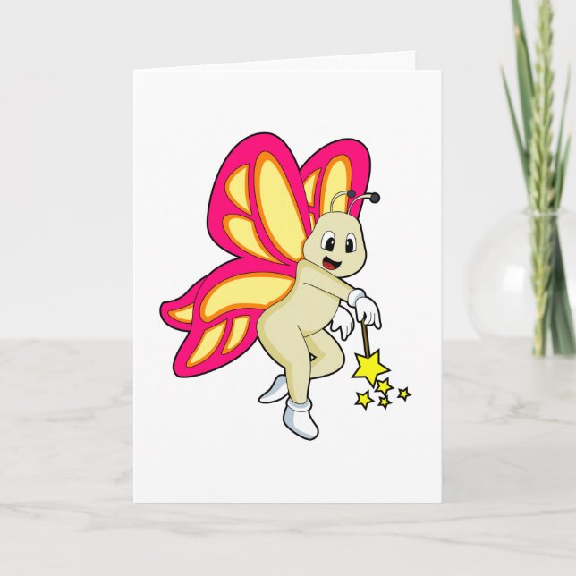 Fjäril som trollkarl med trollstav kort (Framsida)