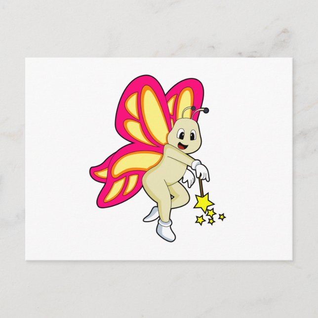 Fjäril som trollkarl med trollstav vykort (Framsida)