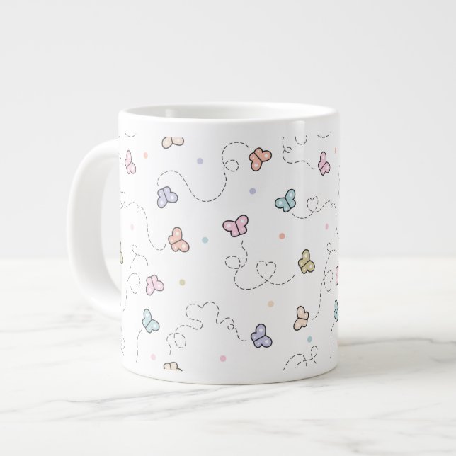 Fjäril Sömlöst Mönster Jumbo Mugg (Framsida vänster)