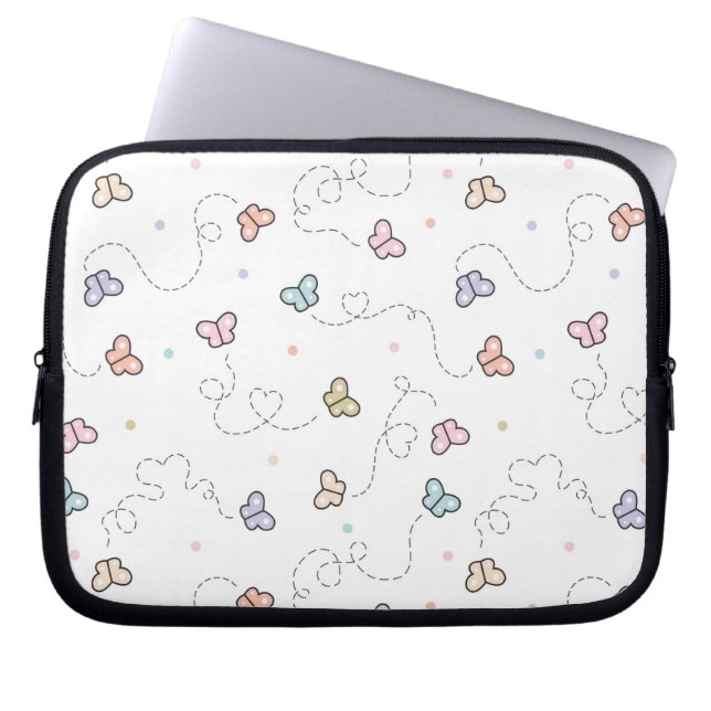 Fjäril Sömlöst Mönster Laptop Fodral (Framsidan)