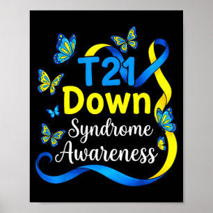 Fjäril t21 stöd världens Downs syndrom medvetenhet Poster