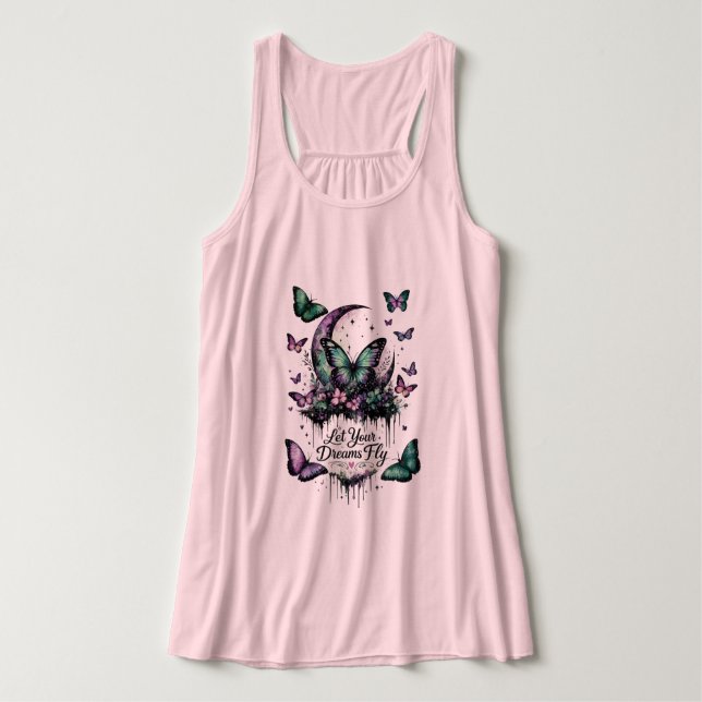 Fjäril T-Shirt | Whimsical Fairycore Coquette A Linne Med Racerback (Design framsida)