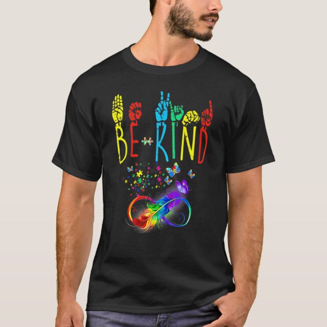 Fjäril Teckenspråk Fjäril Autism Vänlig T Shirt (Framsida)