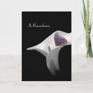 Fjäril till minne på vit calla lily kort