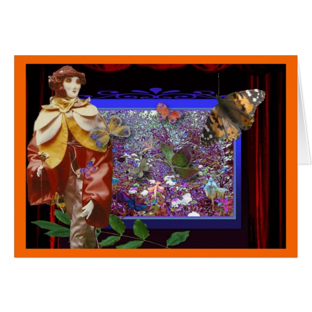 Fjäril-trädgård Hälsningskort (Framsidan Horizontal)