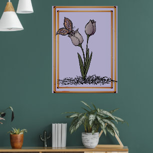 Fjäril Tulpaner Print, Affisch