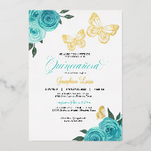 Fjäril Turkos Rosor Quinceanera Verklig