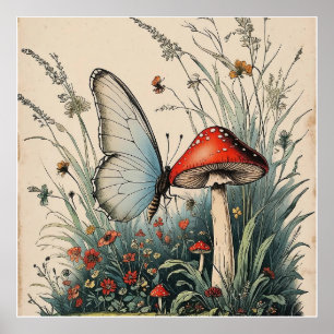 Fjäril under blomman poster