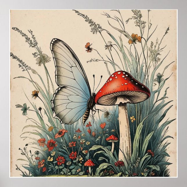 Fjäril under blomman poster (Framsidan)