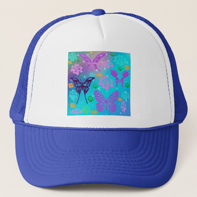 Fjäril Vacker Aloha Hawaiiansk Blomster Bröllop Keps (Framsida)
