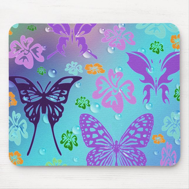 Fjäril Vacker Aloha Hawaiiansk Blomster Bröllop Musmatta (Framsidan)