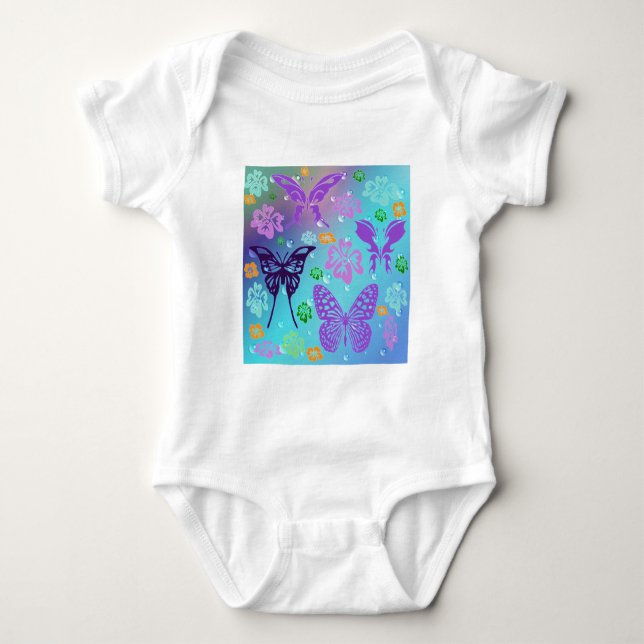 Fjäril Vacker Aloha Hawaiiansk Blomsterbröllop T-shirt (Framsida)