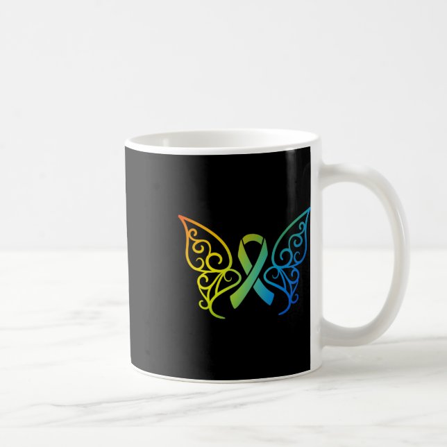 Fjäril Världscancerdagen 1  Kaffemugg (Höger)