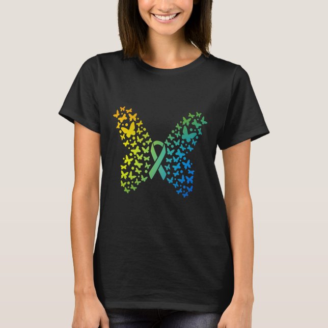 Fjäril Världscancerdagen  T Shirt (Framsida)