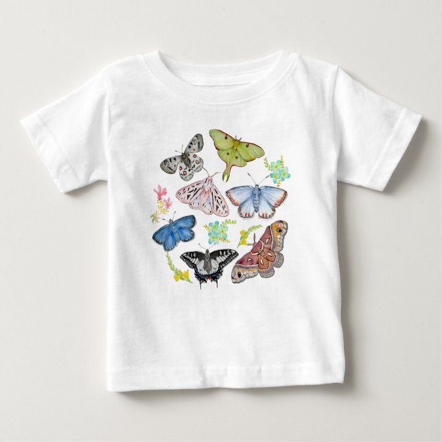 Fjäril Vattenfärg Drömmar T-Shirt (Framsida)