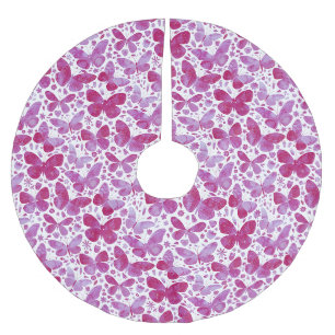 Fjäril Vattenfärg Rosa Julgransmatta Borstad Polyester