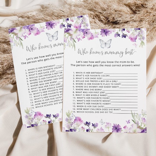 Fjäril Vem vet mammas bäst baby shower spel (Skapare uppladdad)