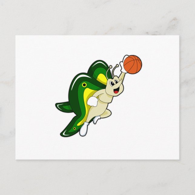 Fjäril vid basketbollssport vykort (Framsida)