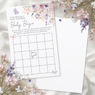 Fjäril Vildblomma Baby Shower Bingo Spel