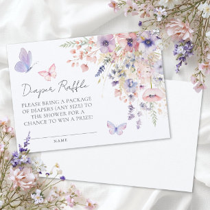 Fjäril Vildblomma Baby Shower Blöja Kort