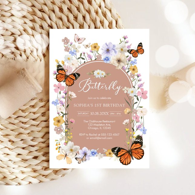 Fjäril Vildblomma Baby Shower Inbjudan (Skapare uppladdad)