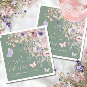 Fjäril Vildblomma Bröllopsdusch Pappersservett