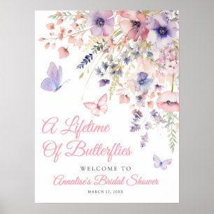 Fjäril Vildblomma Bröllopsdusch Poster