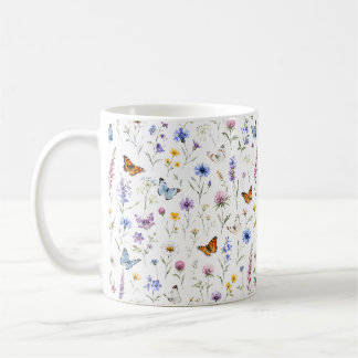 Fjäril Vildblomma Natur Botanisk Trädgård Kaffemugg