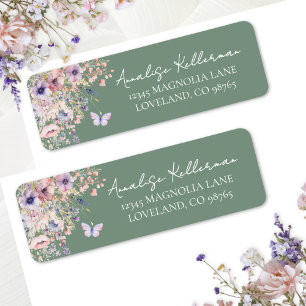 Fjäril Vildblomma Returadress Etikett