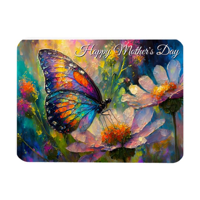 Fjäril Vildblomma Soluppgång Mors Dag Magnet (Horisontell)