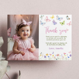 Fjäril Vildblomma Tack-kort Födelsedagsfest Tack Kort