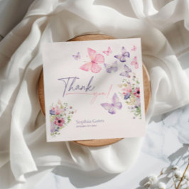 Fjäril Vildblomma Tack  Pappersservett