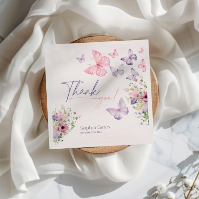 Fjäril Vildblomma Tack  Pappersservett (Skapare uppladdad)