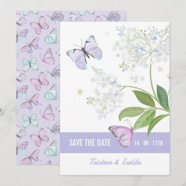 Fjärilar & Äldreblomma Spara datum-kort Datumet