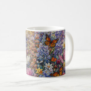 Fjärilar av Paradiset – En Färgrik Vildblomma Kaffemugg