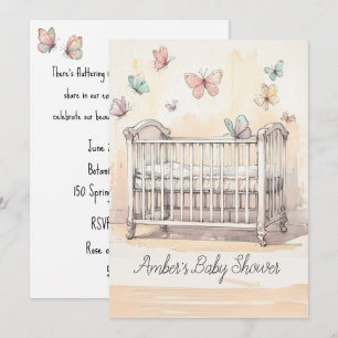 Fjärilar Baby Shower Digital Nedladdningsbar Inbju Inbjudningar
