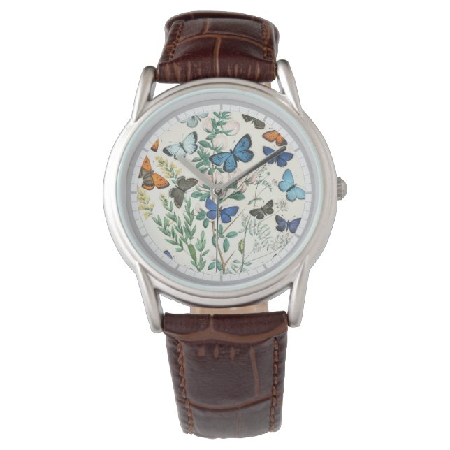 Fjärilar Bild. Mönster av fjärilar på en  Armbandsur (Framsida)
