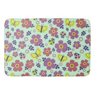 Fjärilar Blommig Mysig Hemstil Badrumsmatta