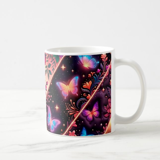Fjärilar, Blommiga Drömmar & Gyllene Elegans Kaffemugg (Höger)