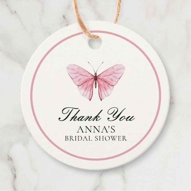 Fjärilar Blommor Bröllopsfest Tack Gåvor Etiketter (Framsida)