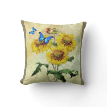 Fjärilar & blommor kudde - Grön baksida