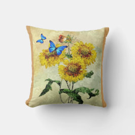 Fjärilar & blommor kudde - gul baksida
