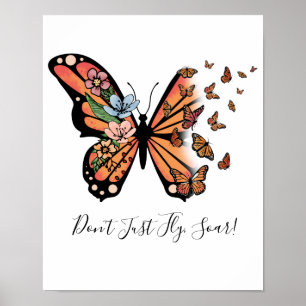 Fjärilar Blommor Motiverande Inspirerande Poster
