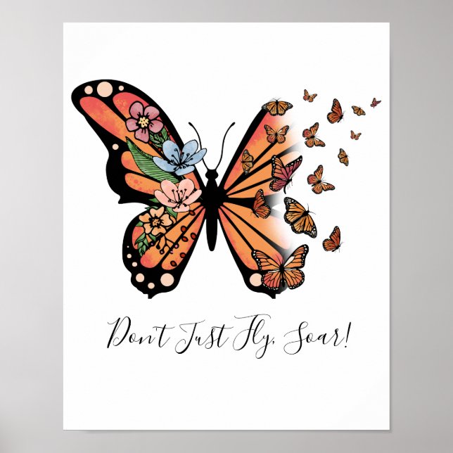 Fjärilar Blommor Motiverande Inspirerande  Poster (Framsidan)