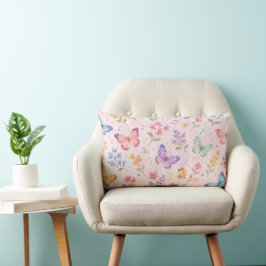 Fjärilar Blommor och Musiknoter Lumbarkudde
