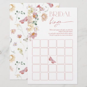Fjärilar Bröllopsbingo Rosa Blommig Bröllopslek