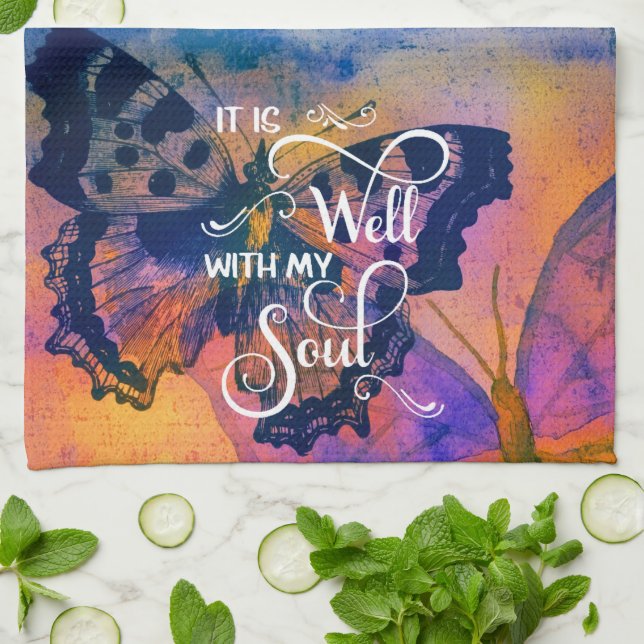 Fjärilar Det är bra  Kökshandduk (Vikta)